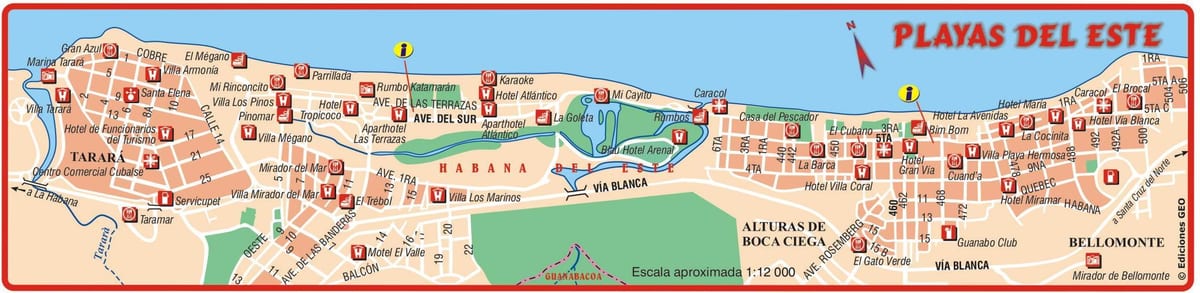 harta playa del este în Cuba