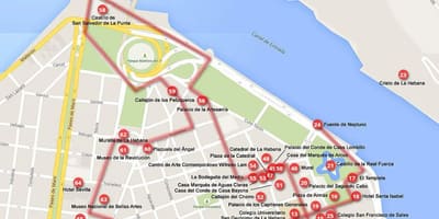 Harta Havana tur de mers pe jos